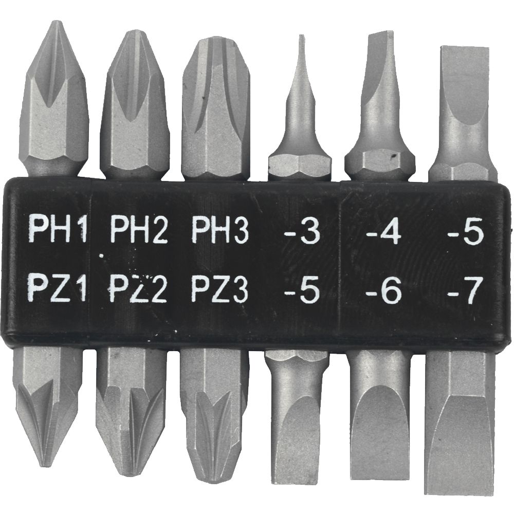 6pc 45mm Double End Bit Set Ph1,2,3 Pz1,2,3 Sl3,4,5,6,7mm